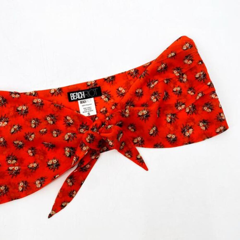 Beach Riot Red Floral Tie Front Bandeau top